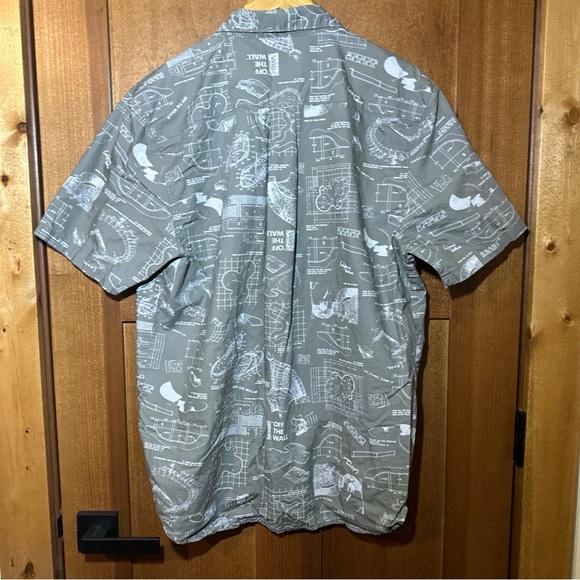 Vans Shoes Skatepark‎ Blueprint All Over Print Button Up Shirt Mens L Logo Gray - Picture 4 of 4